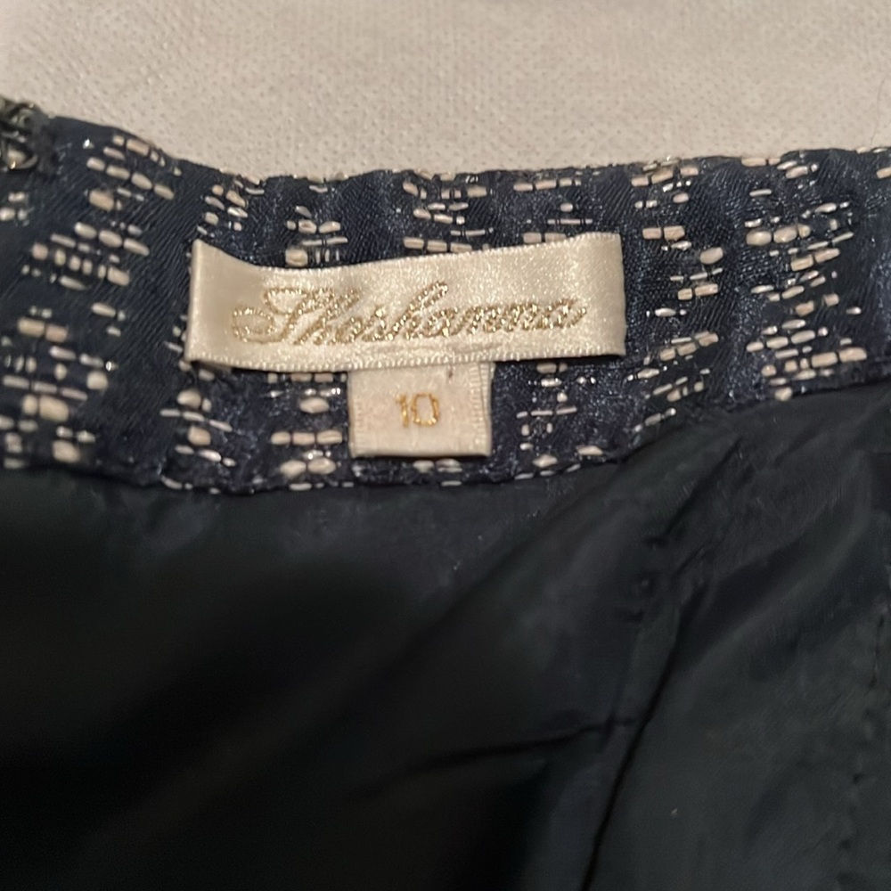 Shoshanna Blue/White/Silver Strapless Pleated Dress Size 10 - Picture 4 of 12